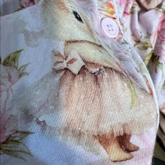 Bums & Roses NATURAL BAMBOO Collar Shirt & Shorts Set hunny bunny pajamas large - Picture 12 of 13